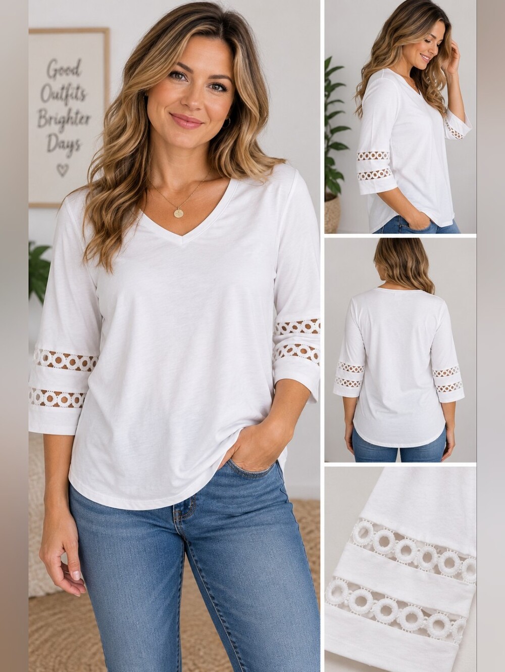 Xieerduo women's medium white half sleeve blouse #03